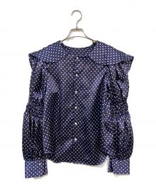RHODOLIRION（ロドリリオン）の古着「ドットボウタイブラウス」｜ネイビー