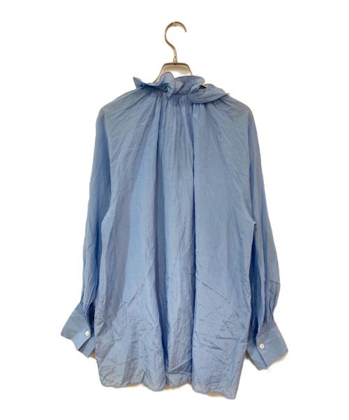 journal standard L'essage（ジャーナルスタンダード レサージュ）journal standard L'essage (ジャーナルスタンダード レサージュ) フリルカラーリボンブラウス ブルー サイズ:SIZE Freeの古着・服飾アイテム