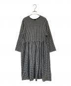 ichiイチ）の古着「ウールガーゼロングワンピース」｜ホワイト×ブラック