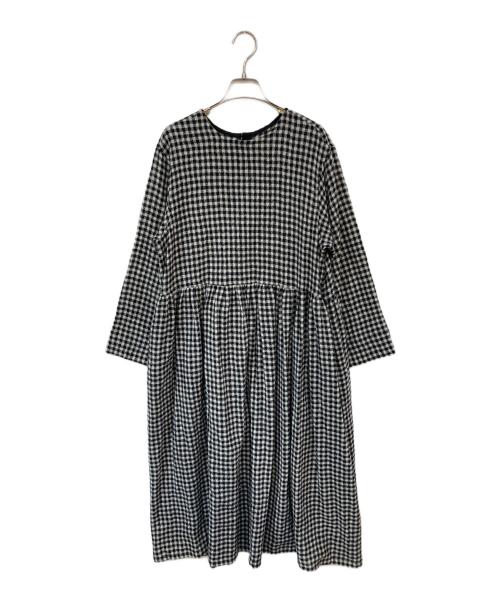 ichi（イチ）ichi (イチ) ウールガーゼロングワンピース ホワイト×ブラック サイズ:-の古着・服飾アイテム
