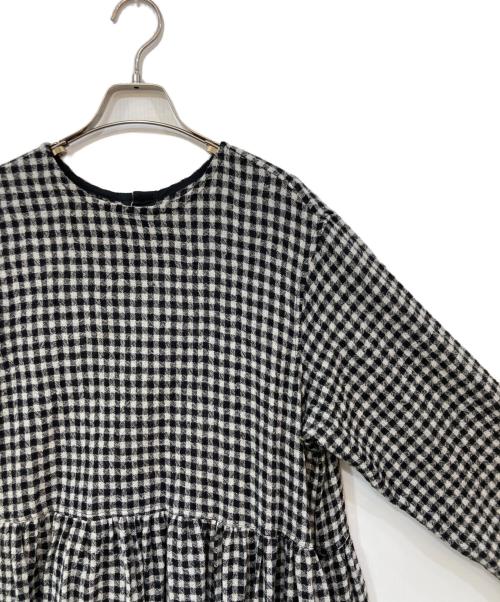 ichi（イチ）ichi (イチ) ウールガーゼロングワンピース ホワイト×ブラック サイズ:-の古着・服飾アイテム