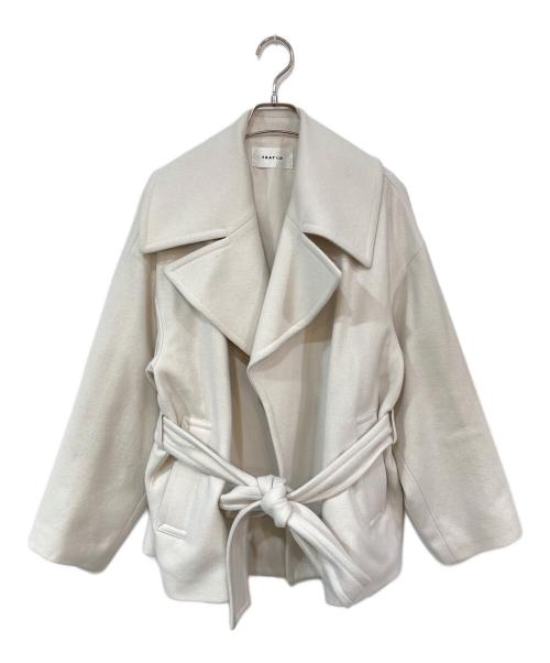 FRAY ID（フレイ アイディー）FRAY ID (フレイ アイディー) ビッグカラーショートコート ホワイトの古着・服飾アイテム