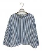 BEARDSLEYビアズリー）の古着「ストライププルオーバーブラウス」｜スカイブルー