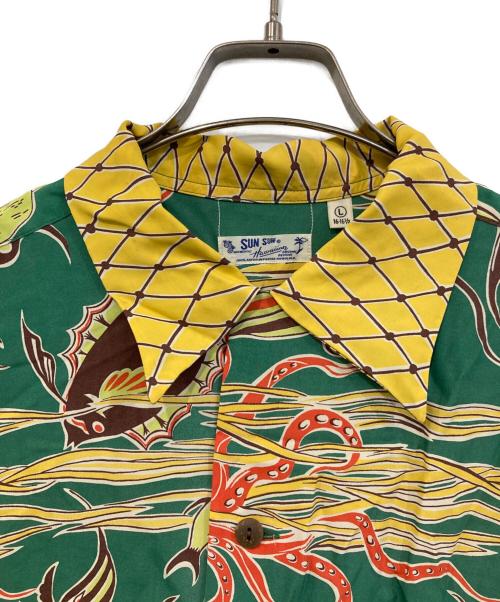 Sun Surf（サンサーフ）Sun Surf (サンサーフ) OCTOPUS AND FRIENDS レーヨンシャツ/オクトパスアンドフレンズレーヨンシャツ グリーン×イエロー サイズ:SIZE Lの古着・服飾アイテム