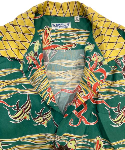 Sun Surf（サンサーフ）Sun Surf (サンサーフ) OCTOPUS AND FRIENDS レーヨンシャツ/オクトパスアンドフレンズレーヨンシャツ グリーン×イエロー サイズ:SIZE Lの古着・服飾アイテム