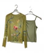 Ameriアメリ）の古着「SOFIA SHEER CUT TOP/ソフィア シアー カット トップ」｜黄緑