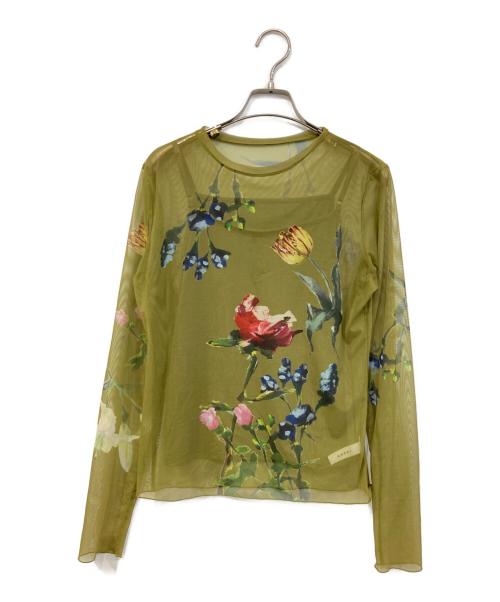 Ameri（アメリ）Ameri (アメリ) SOFIA SHEER CUT TOP/ソフィア シアー カット トップ 黄緑 サイズ:SIZE Freeの古着・服飾アイテム