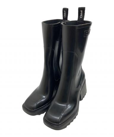 クロエ☆ロングブーツ38黒 中古・古着通販】Chloe (クロエ) ラバー サイドジップロングブーツ