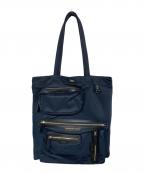 ANYA HINDMARCHアニヤ・ハインドマーチ）の古着「マルチポケットナイロントートバッグ」｜ネイビー