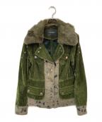 DSQUARED2ディースクエアード）の古着「ファー付きベロアジャケット」｜カーキ