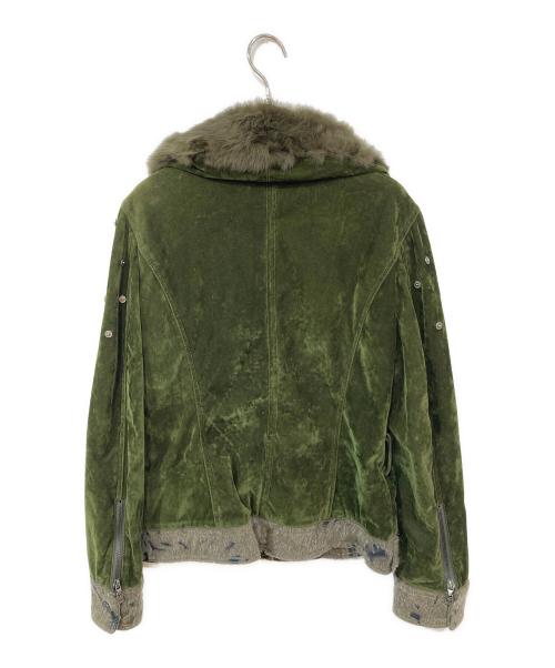 DSQUARED2（ディースクエアード）DSQUARED2 (ディースクエアード) ファー付きベロアジャケット カーキ サイズ:-の古着・服飾アイテム