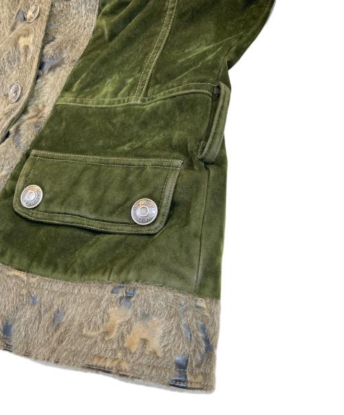 DSQUARED2（ディースクエアード）DSQUARED2 (ディースクエアード) ファー付きベロアジャケット カーキ サイズ:-の古着・服飾アイテム
