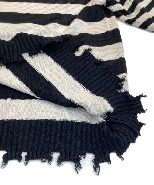 s'yte（サイト）s'yte (サイト) STRIPED PULLOVER KNIT ブラック×アイボリー サイズ:3の古着・服飾アイテム
