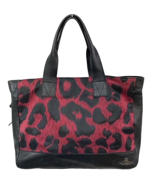 Vivienne Westwood（ヴィヴィアンウエストウッド）Vivienne Westwood (ヴィヴィアンウエストウッド) レザートートバッグ レッド×ブラックの古着・服飾アイテム