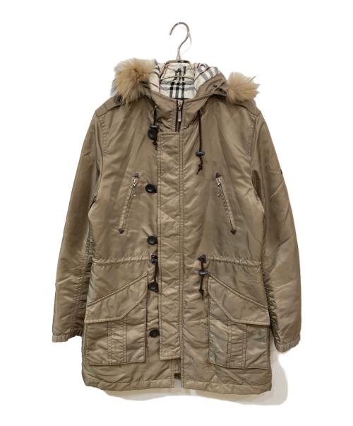 BURBERRY（バーバリー）BURBERRY (バーバリー) 裏ノヴァチェック ファー付き中綿コート ベージュ サイズ:SIZE Mの古着・服飾アイテム