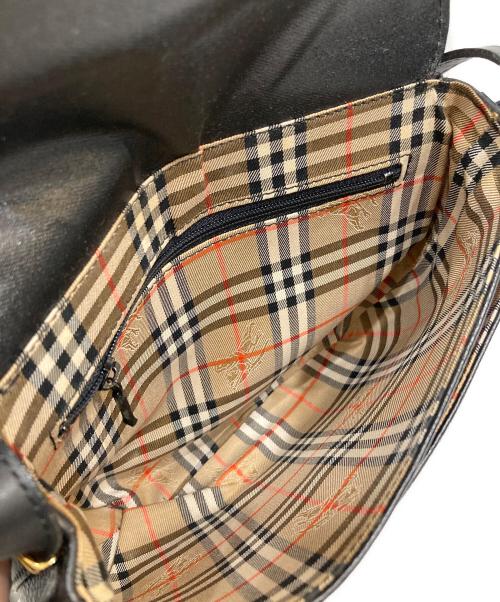 BURBERRY（バーバリー）BURBERRY (バーバリー) レザーショルダーバッグ ブラックの古着・服飾アイテム