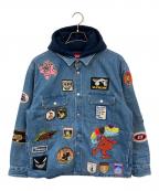 SUPREMEシュプリーム）の古着「Patches Hooded Zip Up Shirt」｜インディゴ