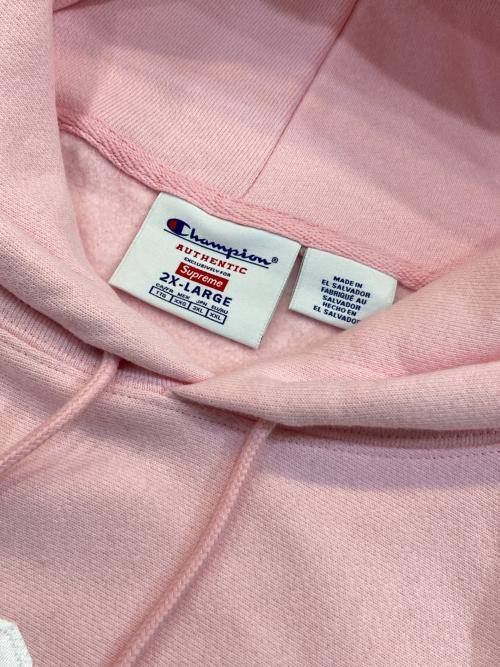 SUPREME（シュプリーム）Supreme (シュプリーム) Champion (チャンピオン) Hooded Sweatshirt ピンク サイズ:2XLの古着・服飾アイテム