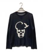 lucien pellat-finetルシアン・ペラフィネ）の古着「カシミヤ混 スカルニットスウェット」｜ブラック