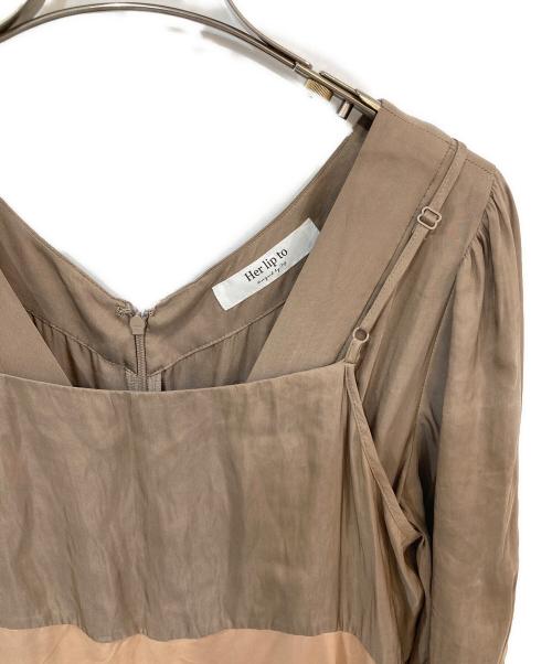 HER LIP TO（ハーリップトゥ）HER LIP TO (ハーリップトゥ) Side Bow Vintage Twill Dress ピンク サイズ:Mの古着・服飾アイテム