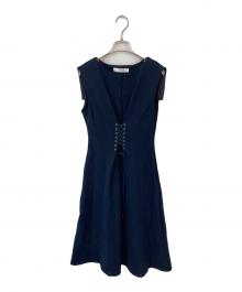 HER LIP TO（ハーリップトゥ）の古着「Front Lace-Up Midi Dress」｜ネイビー
