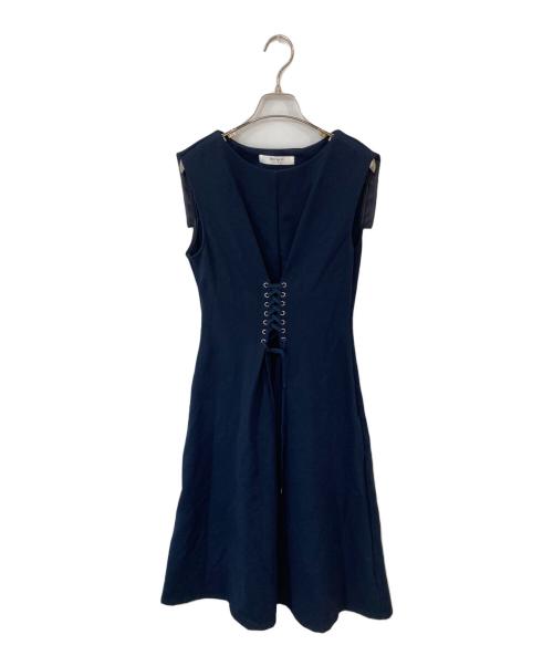 HER LIP TO（ハーリップトゥ）HER LIP TO (ハーリップトゥ) Front Lace-Up Midi Dress ネイビー サイズ:SIZE Mの古着・服飾アイテム