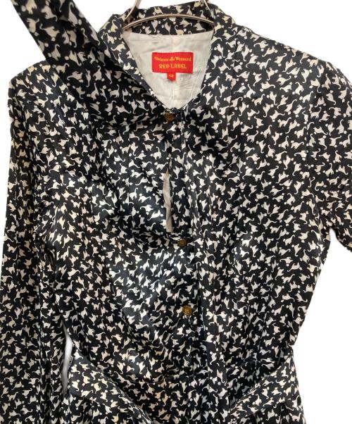 Vivienne Westwood RED LABEL（ヴィヴィアンウエストウッドレッドレーベル）Vivienne Westwood RED LABEL (ヴィヴィアンウエストウッドレッドレーベル) 猫柄 シャツワンピース ブラック×ホワイト サイズ:42の古着・服飾アイテム
