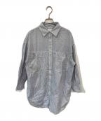 Spick and Spanスピック＆スパン）の古着「ボイルストライプルーズロングシャツ」｜スカイブルー