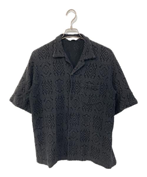 SASQUATCHfabrix.（サスクワッチファブリックス）SASQUATCHfabrix. (サスクワッチファブリックス) KNIT LACE OPEN COLLAR SHIRT/ニット レース オープン カラー  シャツ ブラック サイズ:SIZE Mの古着・服飾アイテム