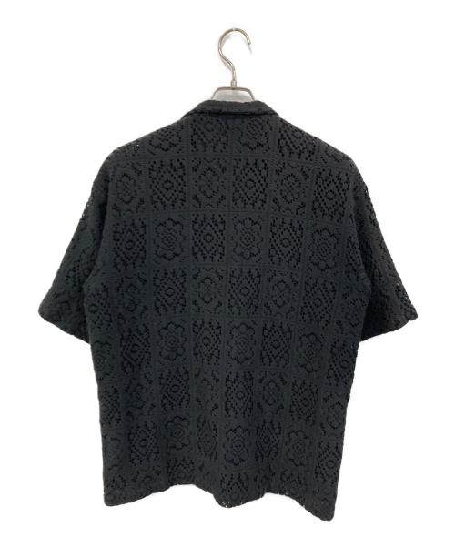 SASQUATCHfabrix.（サスクワッチファブリックス）SASQUATCHfabrix. (サスクワッチファブリックス) KNIT LACE OPEN COLLAR SHIRT/ニット レース オープン カラー  シャツ ブラック サイズ:SIZE Mの古着・服飾アイテム