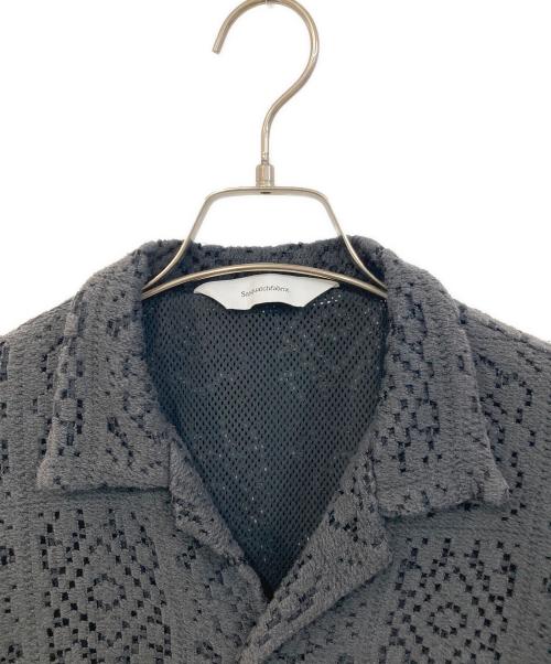 SASQUATCHfabrix.（サスクワッチファブリックス）SASQUATCHfabrix. (サスクワッチファブリックス) KNIT LACE OPEN COLLAR SHIRT/ニット レース オープン カラー  シャツ ブラック サイズ:SIZE Mの古着・服飾アイテム