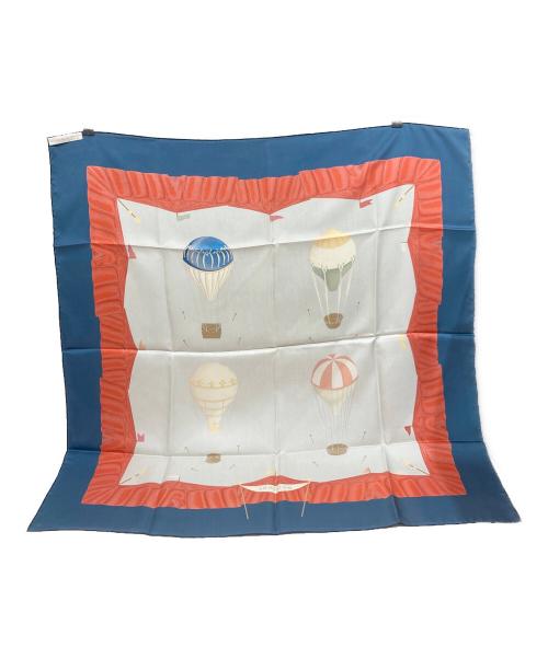 BVLGARI（ブルガリ）BVLGARI (ブルガリ) 気球柄シルクスカーフ ネイビーの古着・服飾アイテム