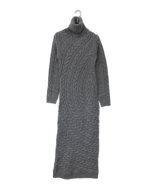 MaxMara（マックスマーラ）MaxMara (マックスマーラ) カシミヤ混 ウール タートルネック ニットワンピース グレー サイズ:Sの古着・服飾アイテム