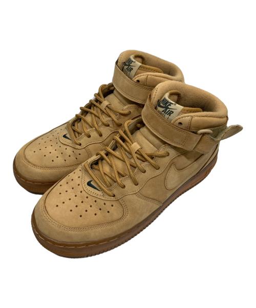 NIKE（ナイキ）NIKE AIR FORCE 1 MID '07 PRM QS FLAX/FLAX-OUTDOOR GREEN/エアフォース1ミッド’07プレミアムQSフラックス/フラックスアウトドアグリーン ベージュ サイズ:SIZE 26cmの古着・服飾アイテム