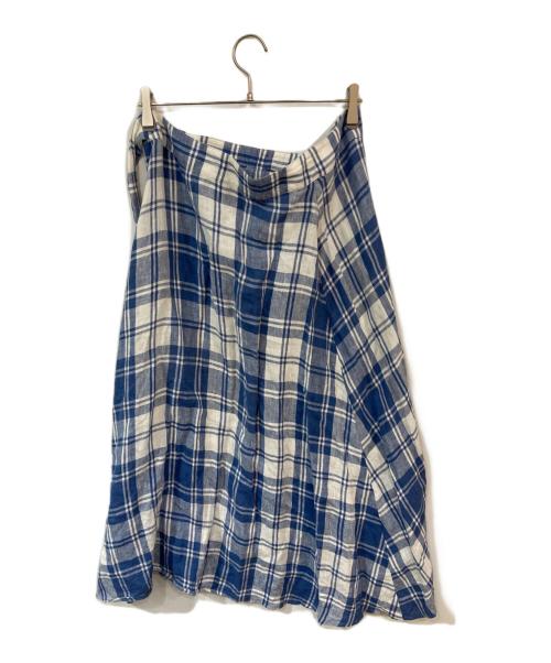 O'NEIL OF DUBLIN（オニールオブダブリン）O'NEIL OF DUBLIN (オニールオブダブリン) リネンチェックスカート ブルー サイズ:us6の古着・服飾アイテム