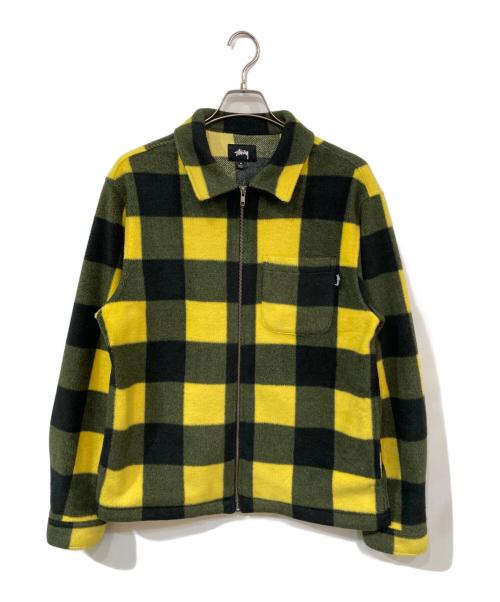 stussy（ステューシー）stussy (ステューシー) Polar Fleece Zip Up Shirt/ポーラーフリースジップアップシャツ ブラック×イエロー サイズ:SIZE Mの古着・服飾アイテム