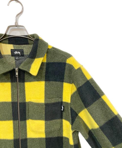 stussy（ステューシー）stussy (ステューシー) Polar Fleece Zip Up Shirt/ポーラーフリースジップアップシャツ ブラック×イエロー サイズ:SIZE Mの古着・服飾アイテム