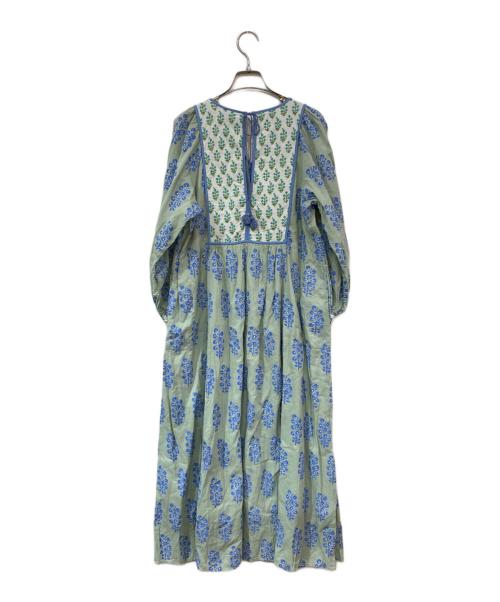 ne quittez pas（ヌキテパ）ne quittez pas (ヌキテパ) Cotton Voile Ethnic Combination Print Gather Dress グリーン サイズ:Mの古着・服飾アイテム
