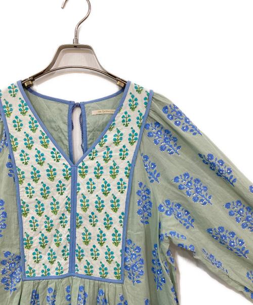 ne quittez pas（ヌキテパ）ne quittez pas (ヌキテパ) Cotton Voile Ethnic Combination Print Gather Dress グリーン サイズ:Mの古着・服飾アイテム