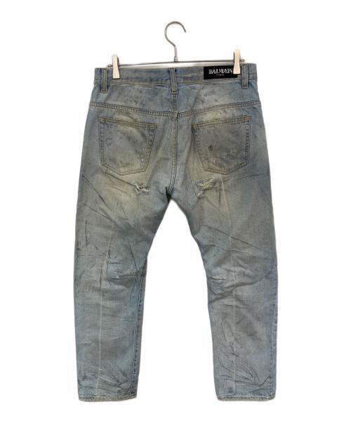 BALMAIN（バルマン）BALMAIN (バルマン) 加工ストレートバイカーデニムパンツ インディゴ サイズ:31の古着・服飾アイテム