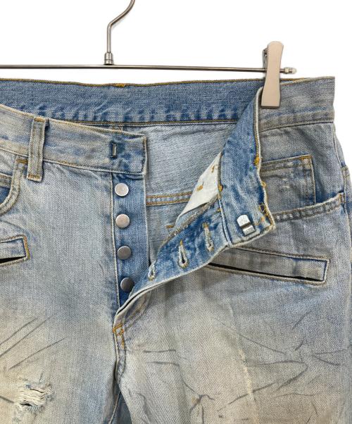 BALMAIN（バルマン）BALMAIN (バルマン) 加工ストレートバイカーデニムパンツ インディゴ サイズ:31の古着・服飾アイテム