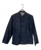 confectコンフェクト）の古着「リネン混 デニムスタンドカラージャケット」｜インディゴ