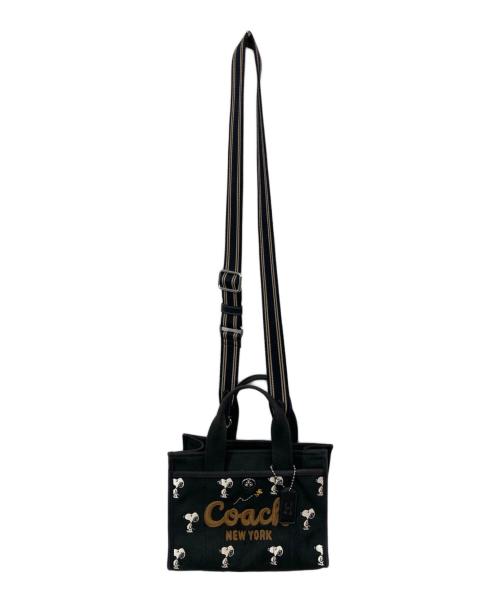COACH（コーチ）COACH (コーチ) PEANUTS (ピーナッツ) カーゴ トート バッグ 26・スヌーピー プリント ブラックの古着・服飾アイテム