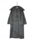 pinueピヌエ）の古着「フード付きノーカラーコート」｜グレー