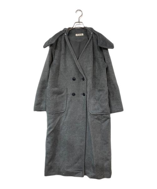 pinue（ピヌエ）PINUE (ピヌエ) フード付きノーカラーコート グレー サイズ:Sの古着・服飾アイテム