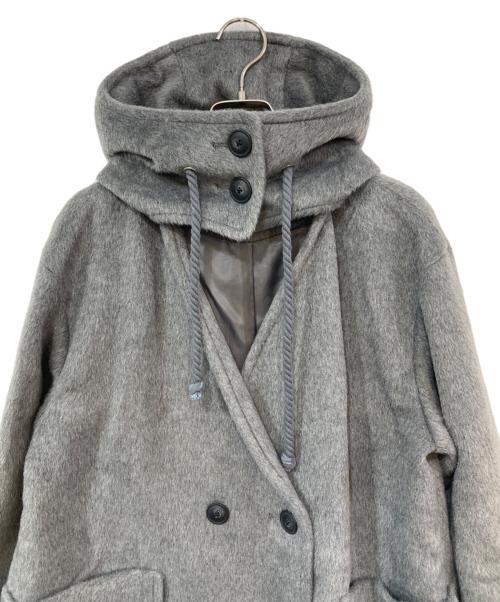 pinue（ピヌエ）PINUE (ピヌエ) フード付きノーカラーコート グレー サイズ:Sの古着・服飾アイテム