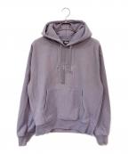 stussyステューシー）の古着「STOCK LOGO APPLIQUE HOODIE」｜パープル