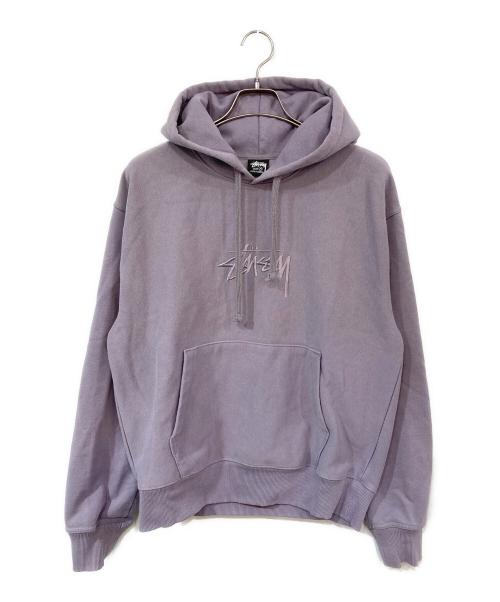 stussy（ステューシー）stussy (ステューシー) STOCK LOGO APPLIQUE HOODIE パープル サイズ:Mの古着・服飾アイテム
