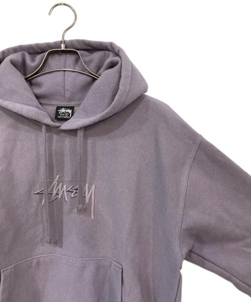 stussy（ステューシー）stussy (ステューシー) STOCK LOGO APPLIQUE HOODIE パープル サイズ:Mの古着・服飾アイテム