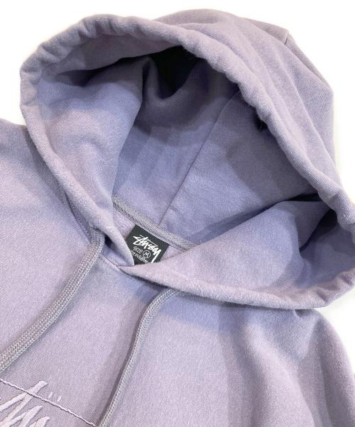 stussy（ステューシー）stussy (ステューシー) STOCK LOGO APPLIQUE HOODIE パープル サイズ:Mの古着・服飾アイテム